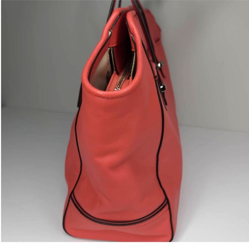 Coach Taylor Coral Leather Tote with Logo Patch - Picture 13 of 16